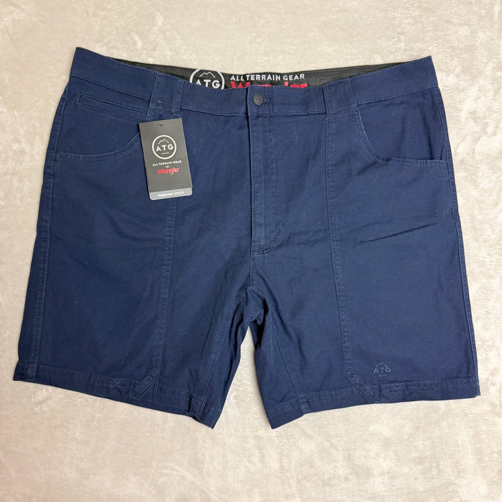 Wrangler ATG Porkchop Utility Shorts Men 44 Navy Blue Stretch Hiking Outdoor NEW